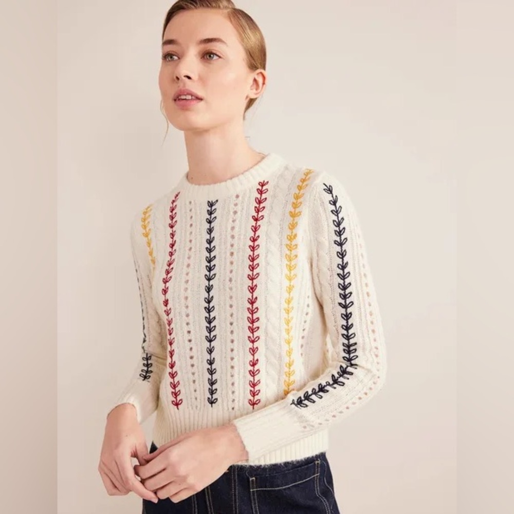 Boden Fluffy Embroidery Sweater
Warm Ivory - New With Tags